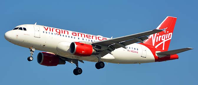 Virgin America Airbus A319-112 N524VA, Los Angeles international Airport, January 19, 2015